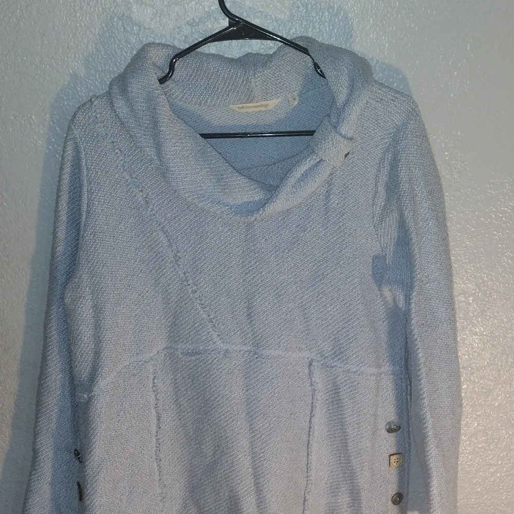 Light Blue Soft Surroundings Oversized Sweater with Button Detail M